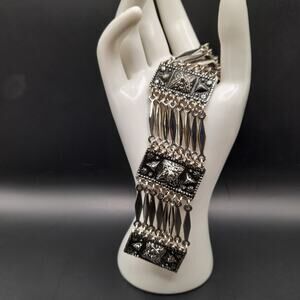 Vintage Gerardo Lopez Vintage Taxco Sterling Silver Articulated Bracelet, 8 Inch